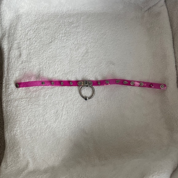 Spike Dog Collar Goth Choker in Hot Pink - Picture 2 of 3